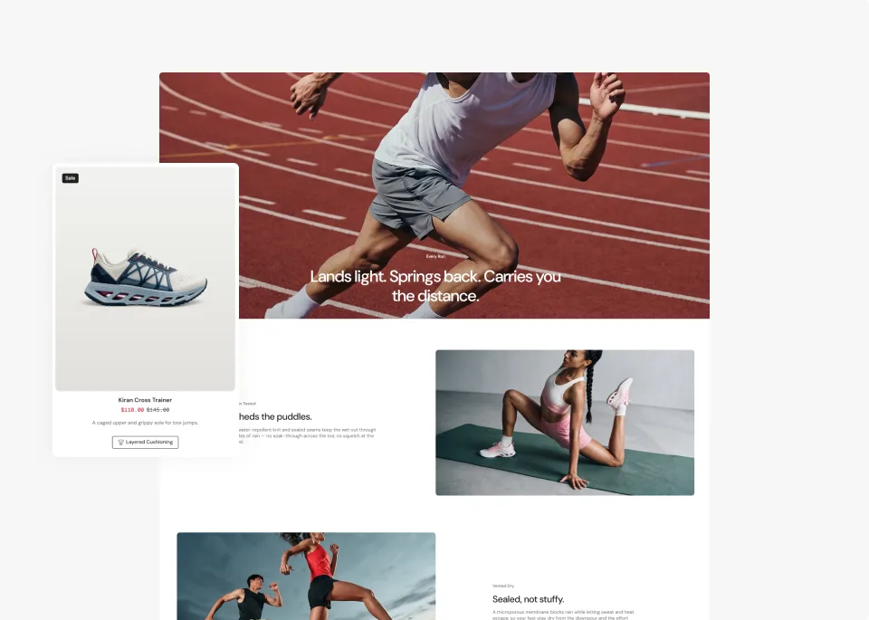 Detailed product benefit sections